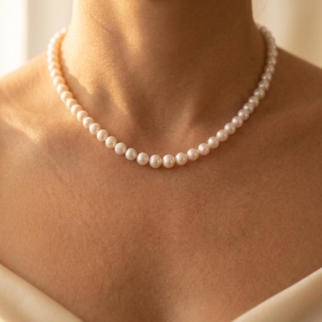 Parel ronde sieradenset met ketting en oorbellen