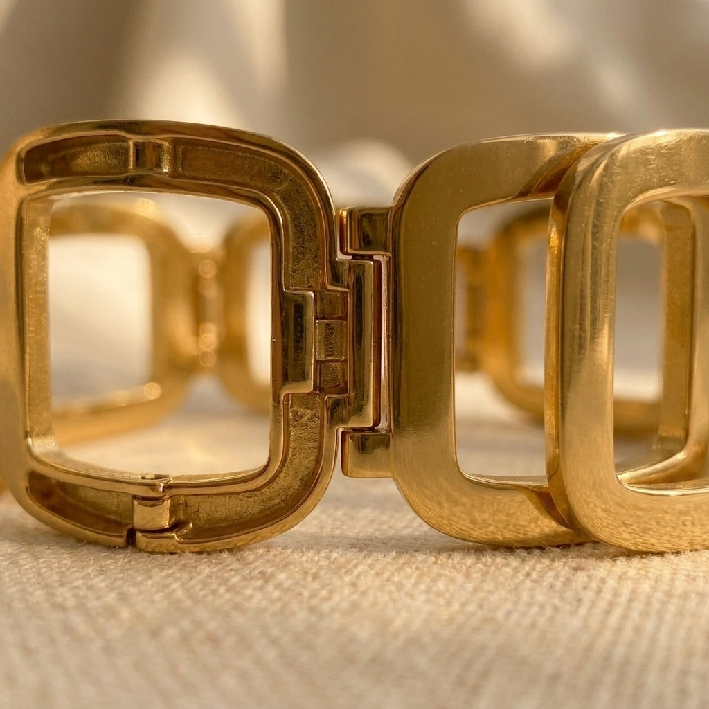 Goudkleurige geometrische opengewerkte rechthoekige armband