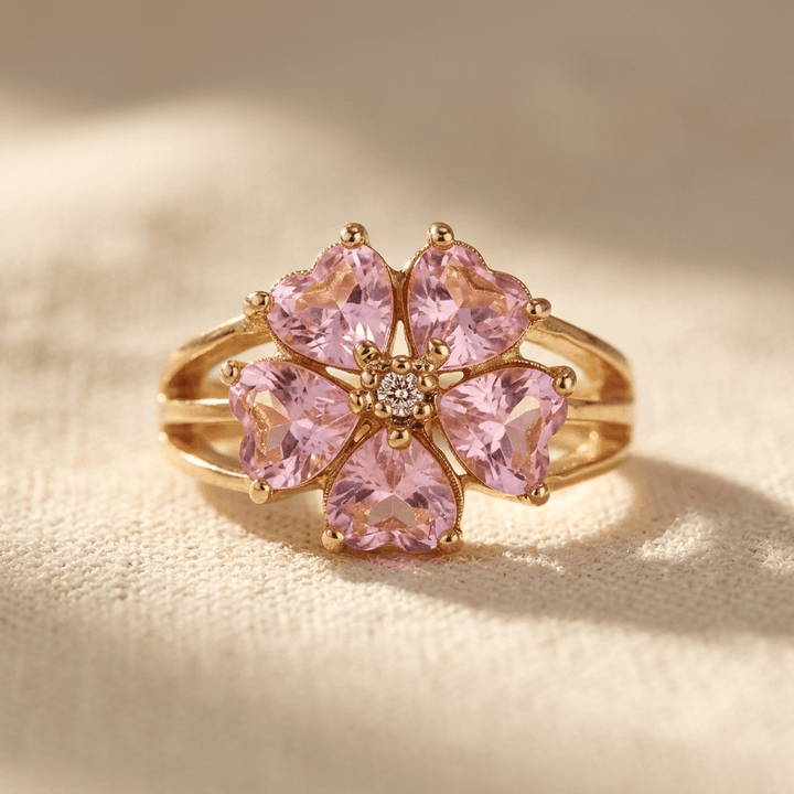 Elegant Gold Cubic Zirconia Floral Cluster Ring