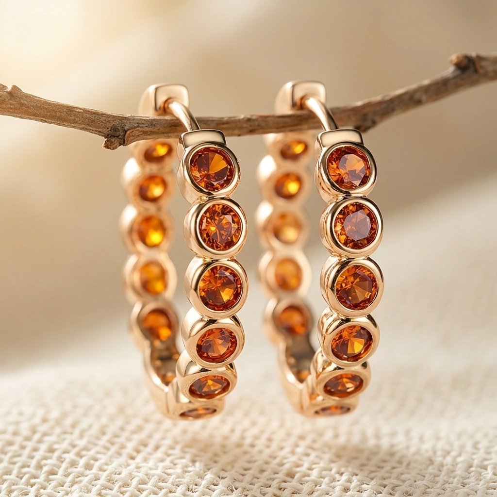 Rosé goudkleurige amber oorbellen met ronde kastzetting