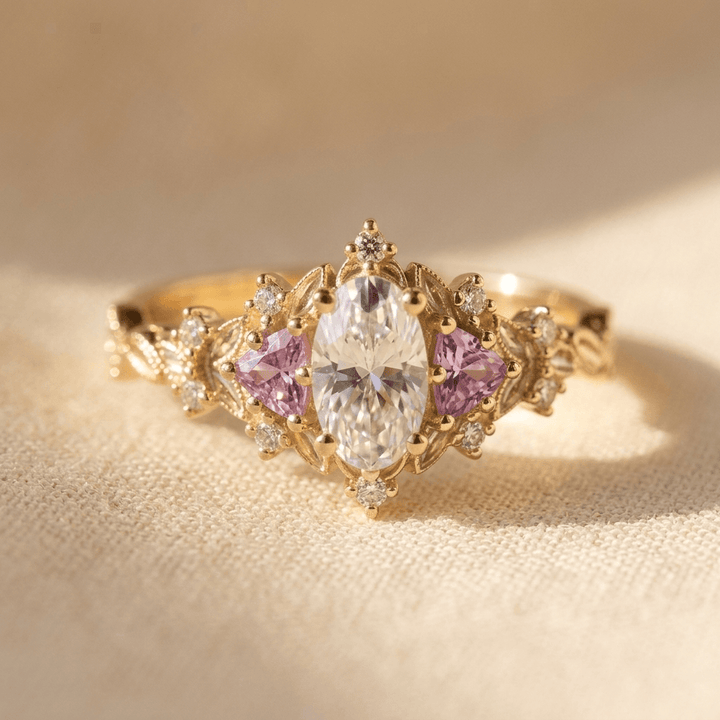 Sparkling Golden Zirconia Flower Ring