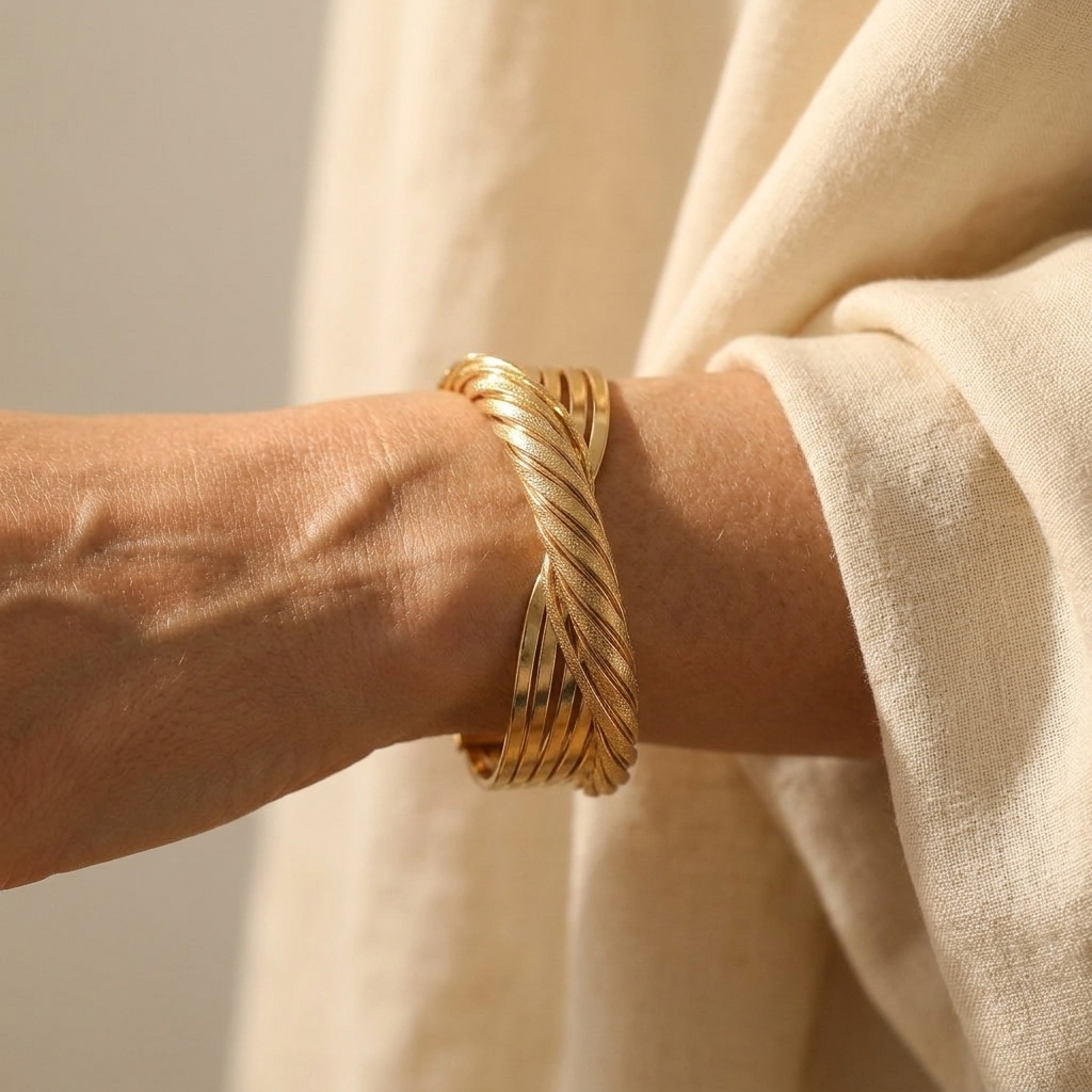Gedraaide vergulde open armband