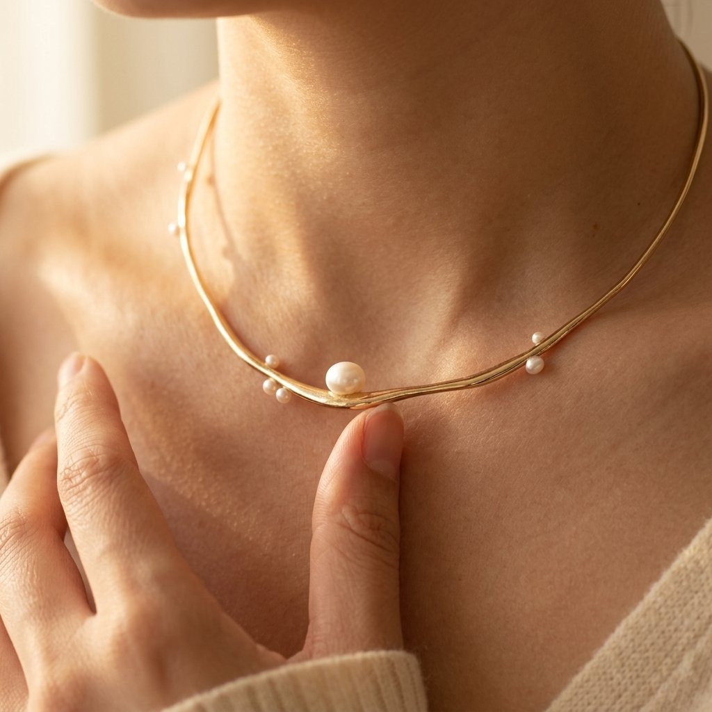 Minimalistische goudkleurige ketting met parelhanger