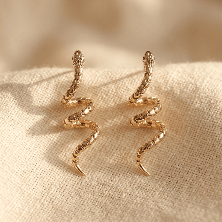 Twisted Gold Snake Stud Earrings