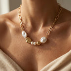 Vintage Gold Baroque Pearl Jewelry Set