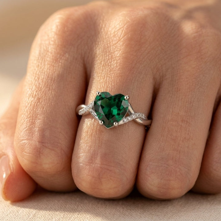 Elegant Emerald Zirconia Claw Set Ring