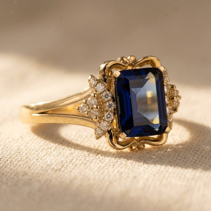 Vintage Gold Sapphire Filigree Ring