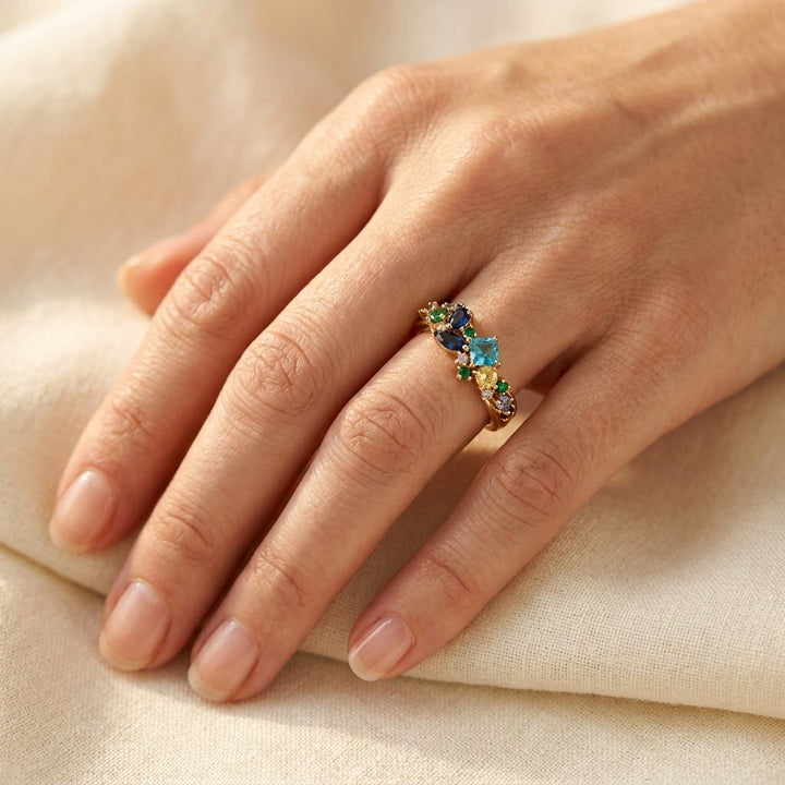 Gold Multistone Cluster Cocktail Ring