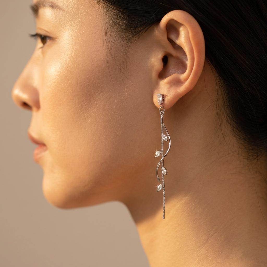 Elegante oorbellen met zirkonia en staartontwerp