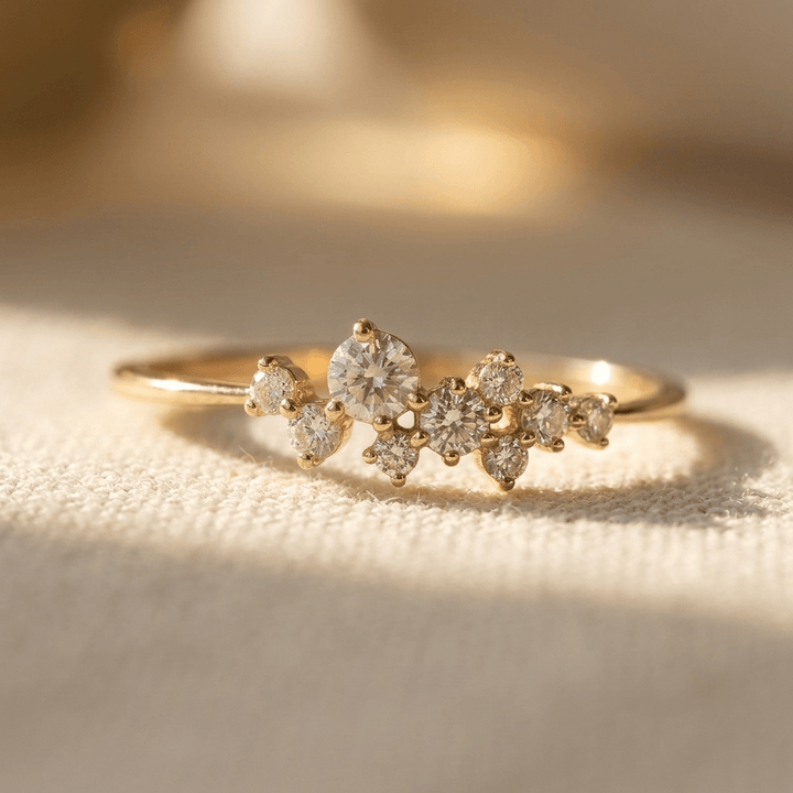 Boho Matte Gold Cubic Zirconia Ring