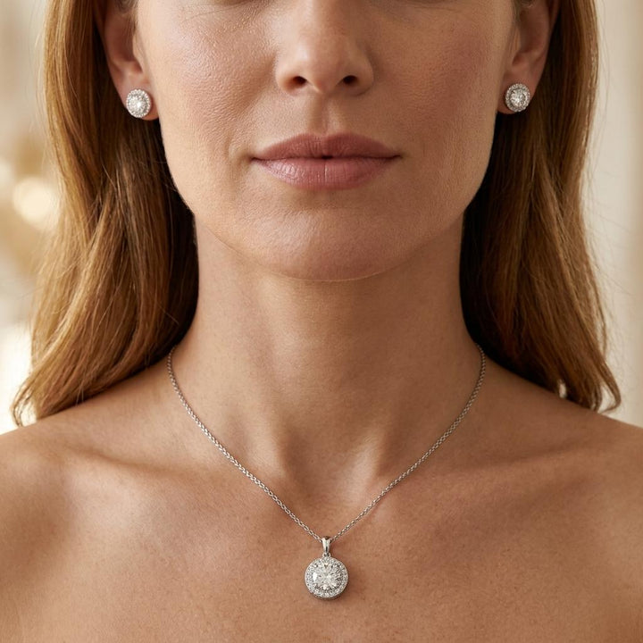 Lab Synthetic Zirconia Golden Plated Jewelry Set