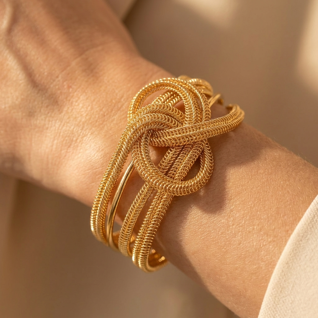 Goudkleurige geometrische opengewerkte open cuff armband