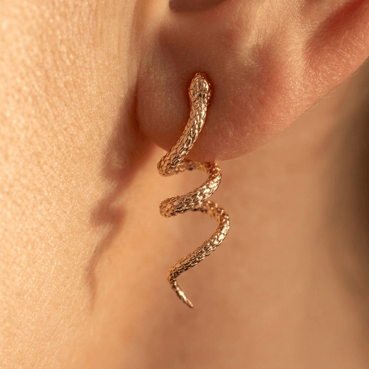 Twisted Gold Snake Stud Earrings