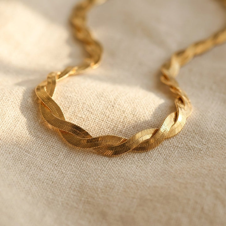 Gold Twisted Snake Chain Necklace