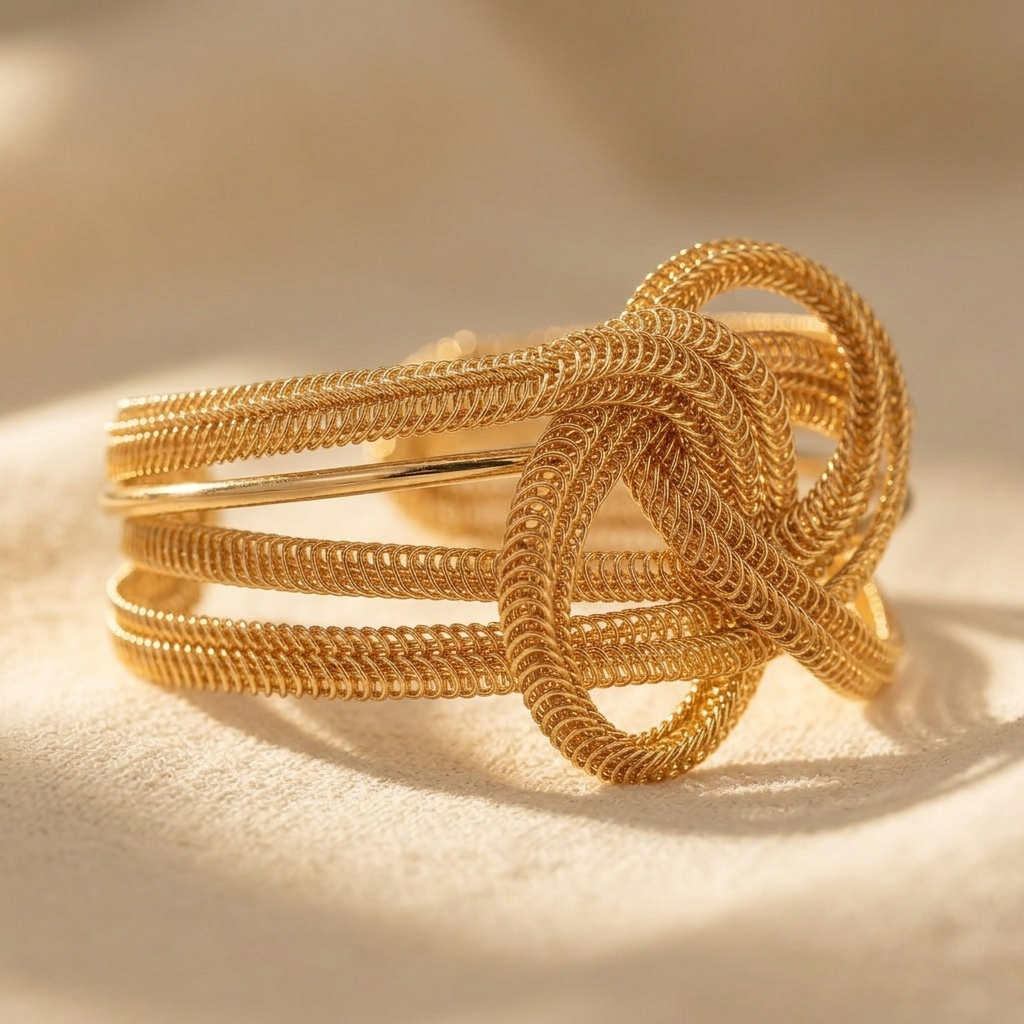 Goudkleurige geometrische opengewerkte open cuff armband