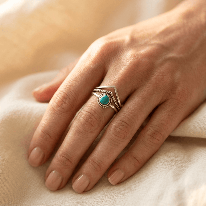 Retro Turquoise Marquise Bohemian Ring