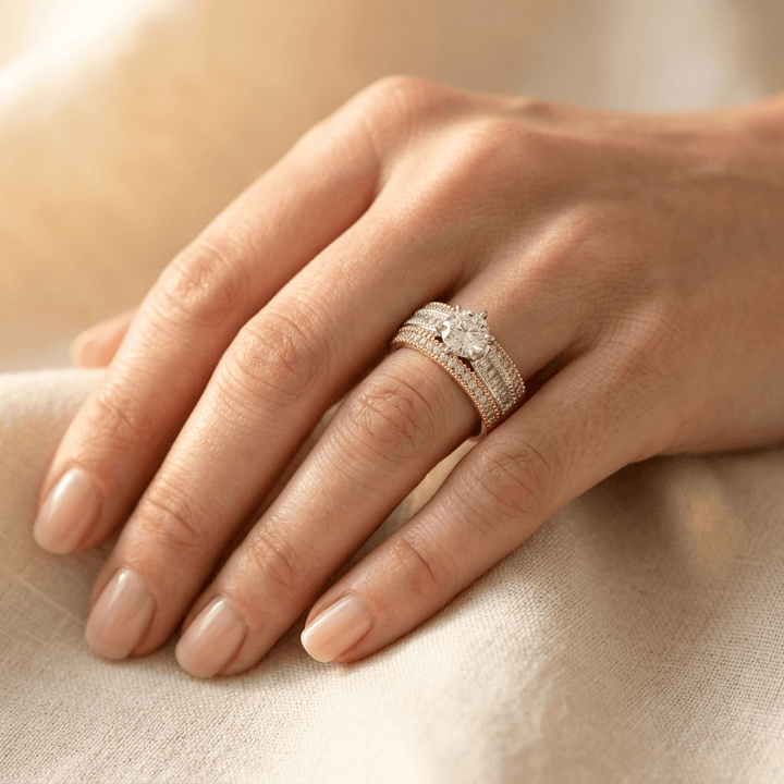 Two Tone Cubic Zirconia Statement Ring
