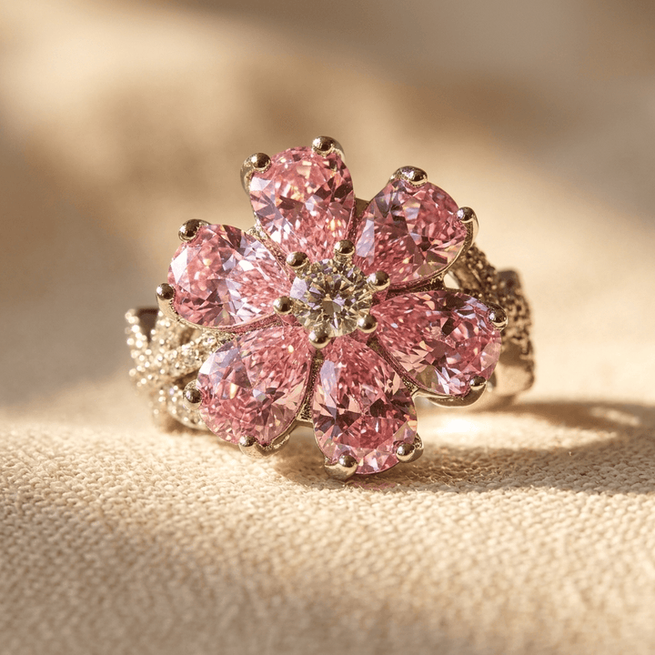 Vintage French Cubic Zirconia Flower Ring