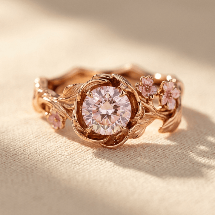 Luxurious Floral Zirconia Engagement Ring