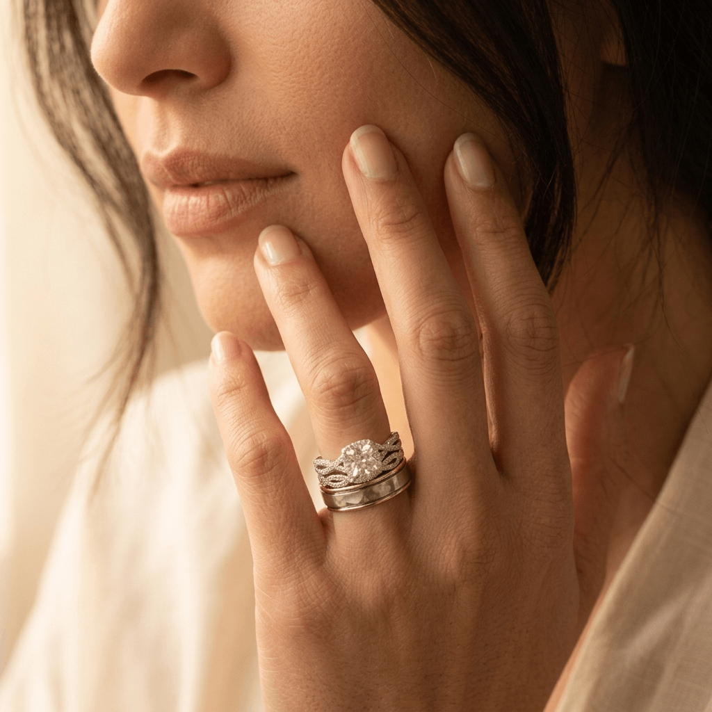 Exquisite Luxurious Round Synthetic Zircon Ring Set