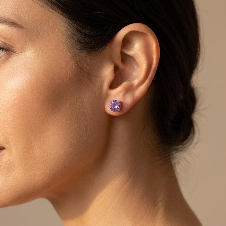Purple Cubic Zirconia Stud Earrings