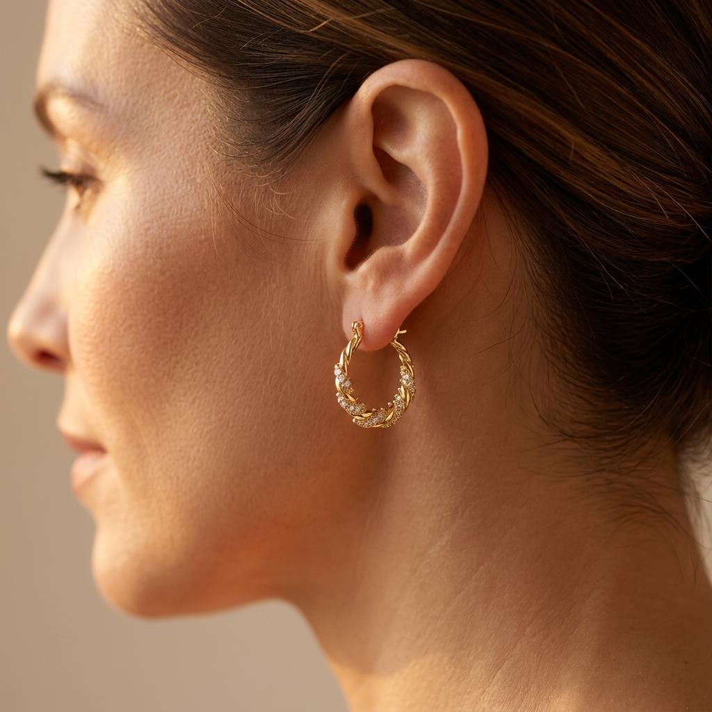 Geometric Oval Zirconia Earrings