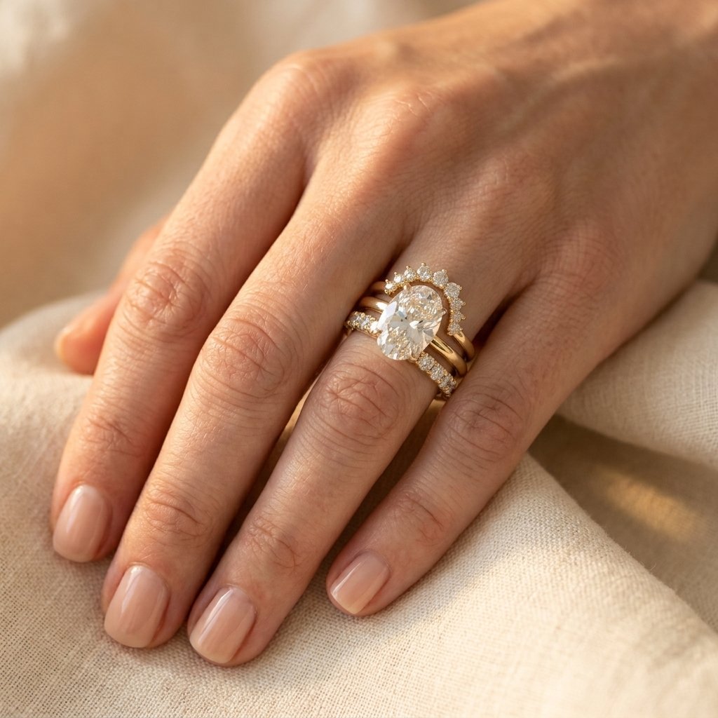 Elegante gestapelde zirkonia diamantring in Europese stijl