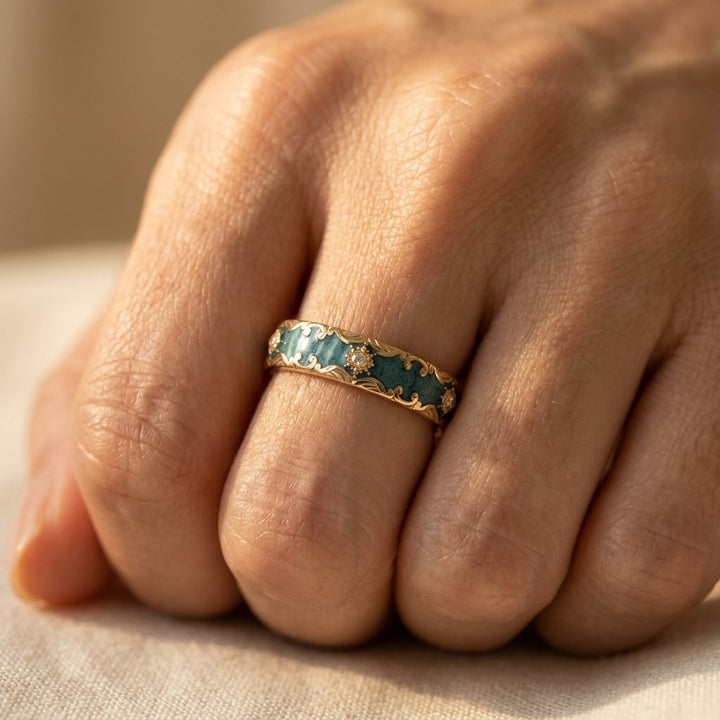 Vintage Gold Turquoise Filigree Ring