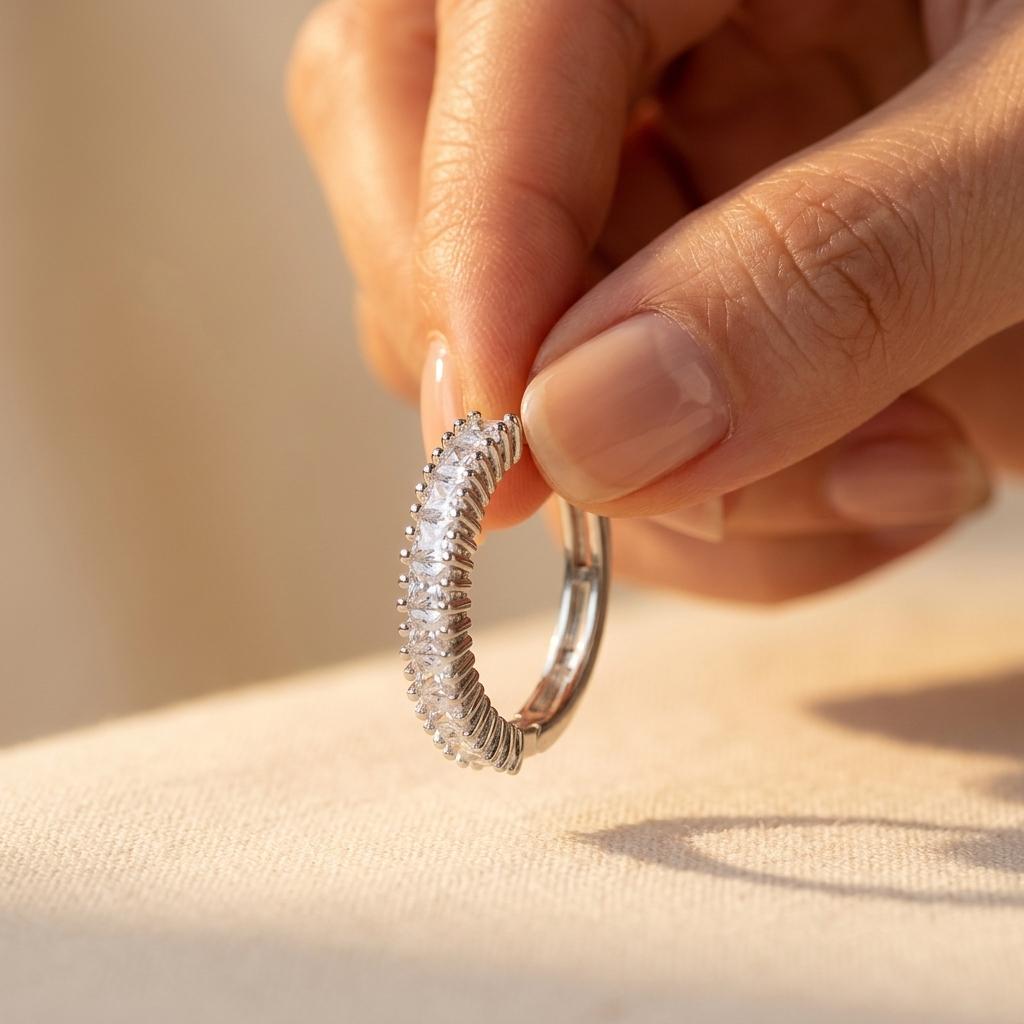 Silver Textured Hoop Chunky Statement Earrings