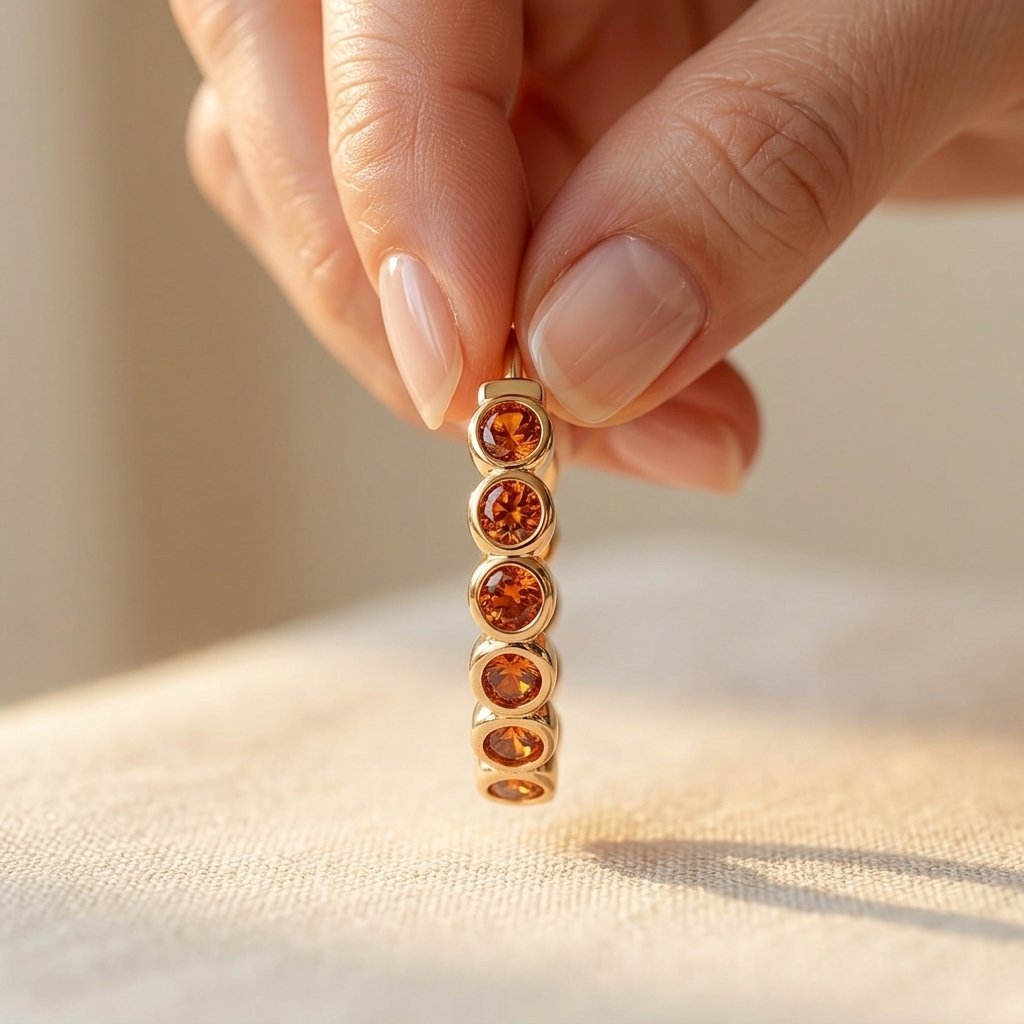 Rosé goudkleurige amber oorbellen met ronde kastzetting