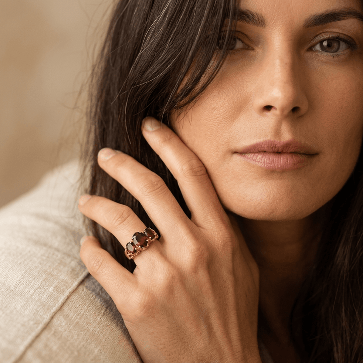 Copper Hexagonal Zirconia Star Unisex Ring
