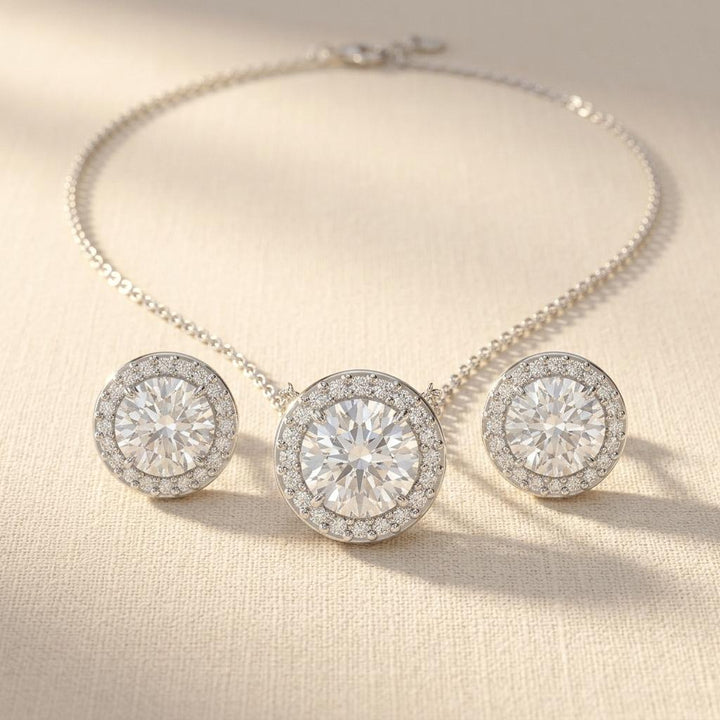 Lab Synthetic Zirconia Golden Plated Jewelry Set