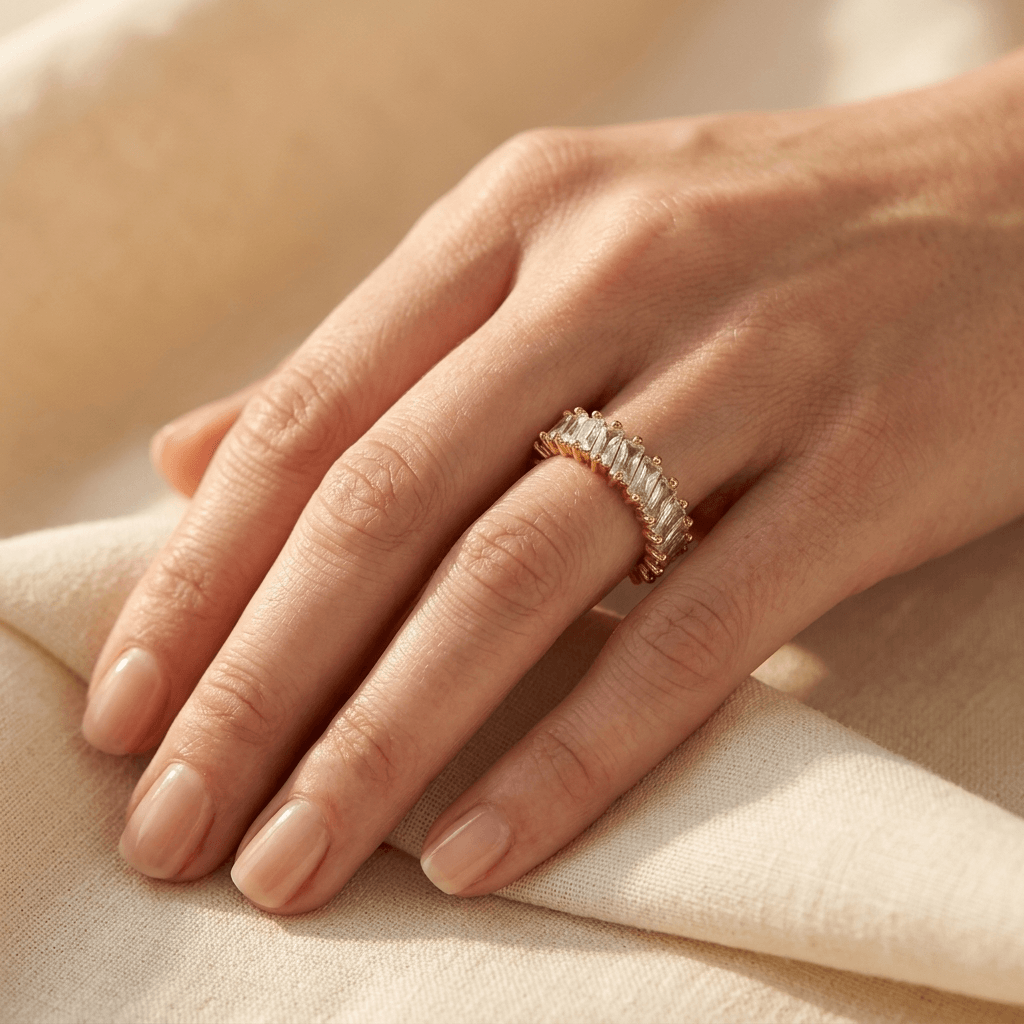 Meerkleurige zirkonia ring met brede band
