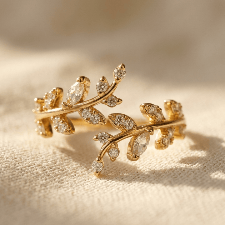 Bohemian Gold Synthetic Flower Vine Ring