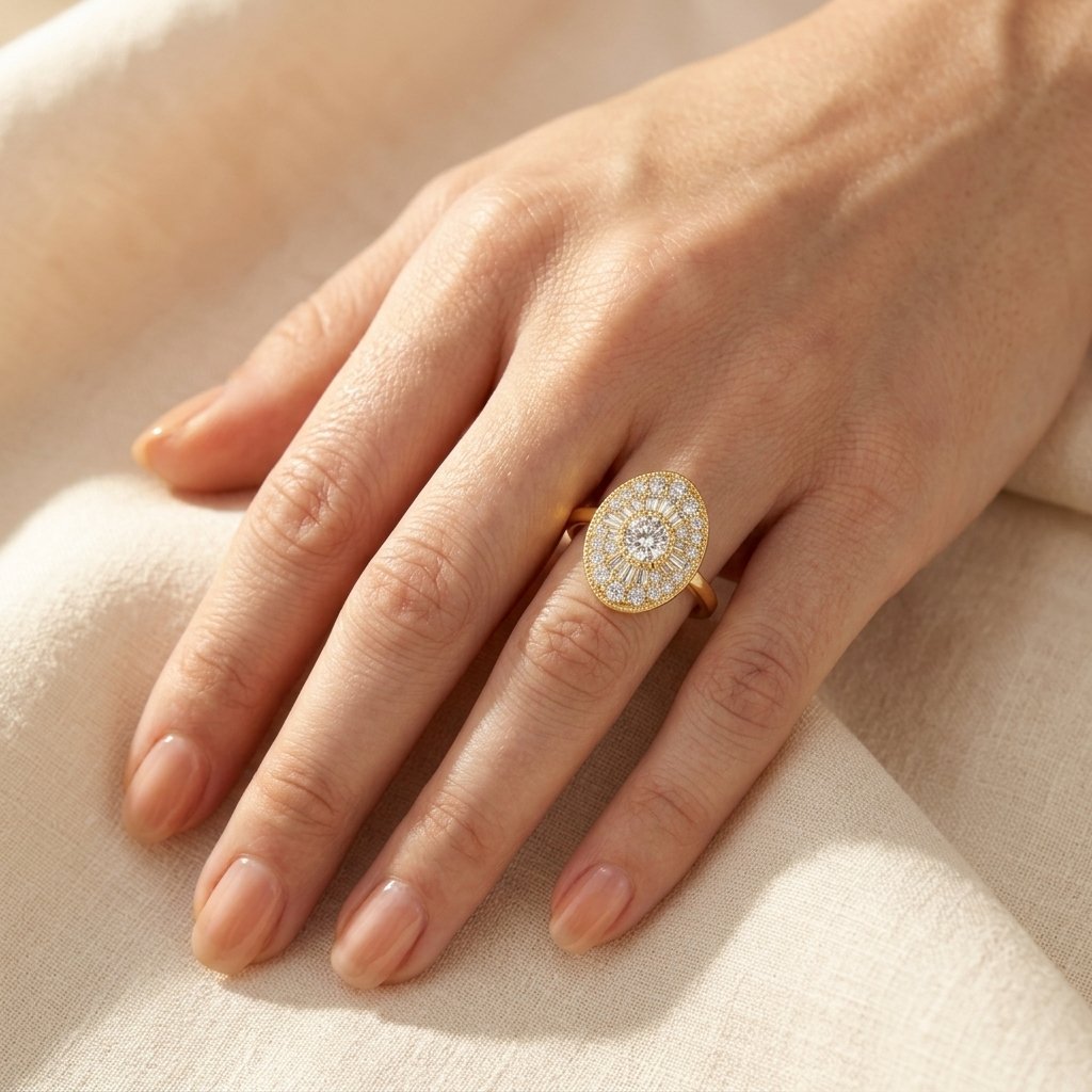 Ovale halo zonnestraal moissaniet ring