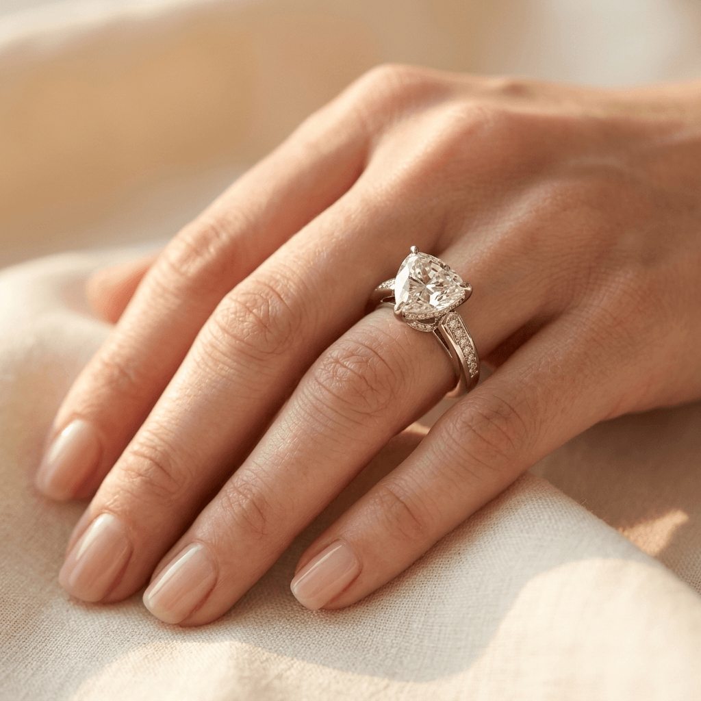 Elegante koperen verlovings- en trouwring met zirkonia