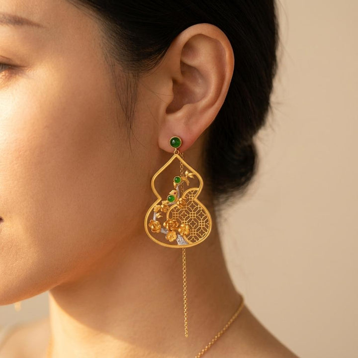 Gold Filigree Teardrop Chandelier Drop Earrings