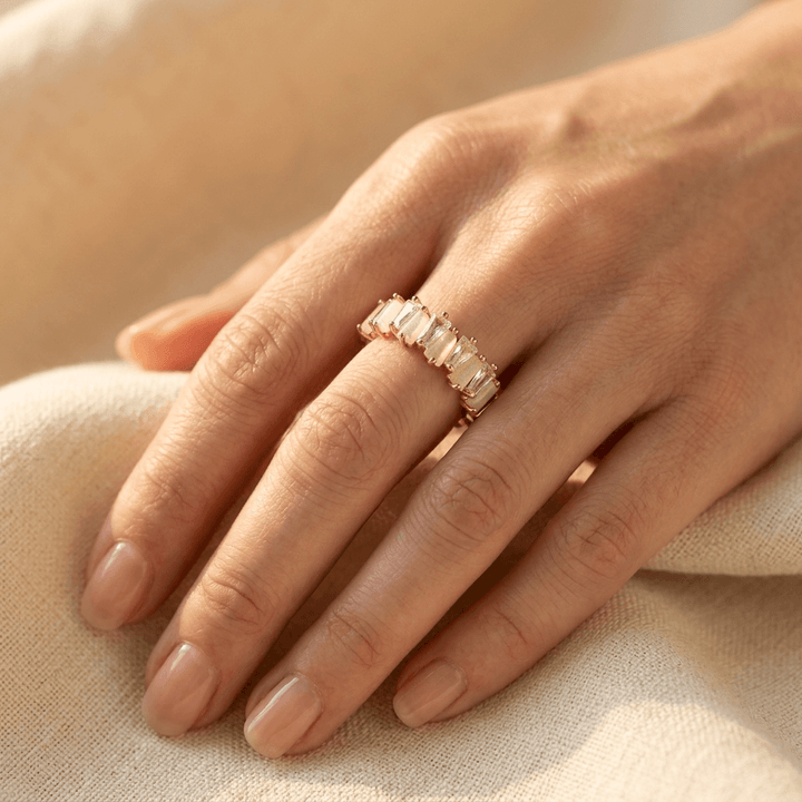 Luxurious Wide Band Triple Zirconia Stone Ring
