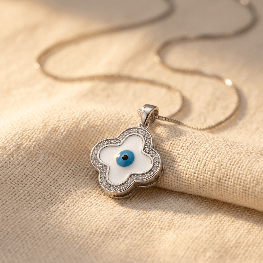 Vintage zilverkleurige verstelbare gegraveerde ketting met ingelegd turkoois