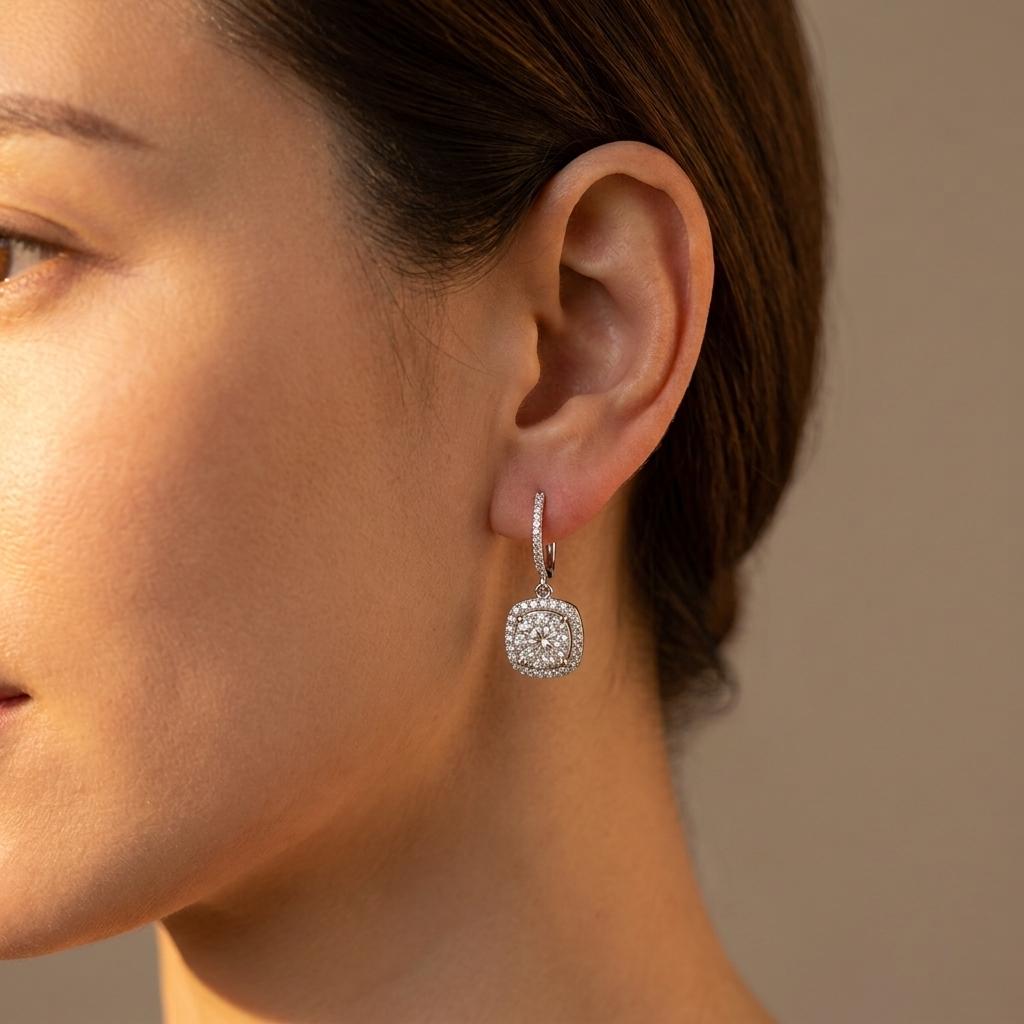 Elegante oorbellen met vierkante zirkonia