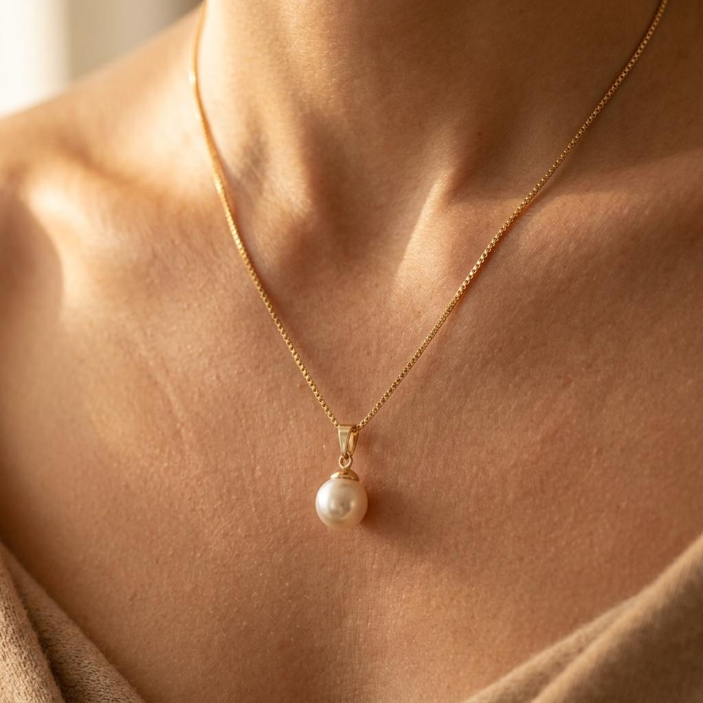 Elegant Pearl White Gold Pendant Necklace