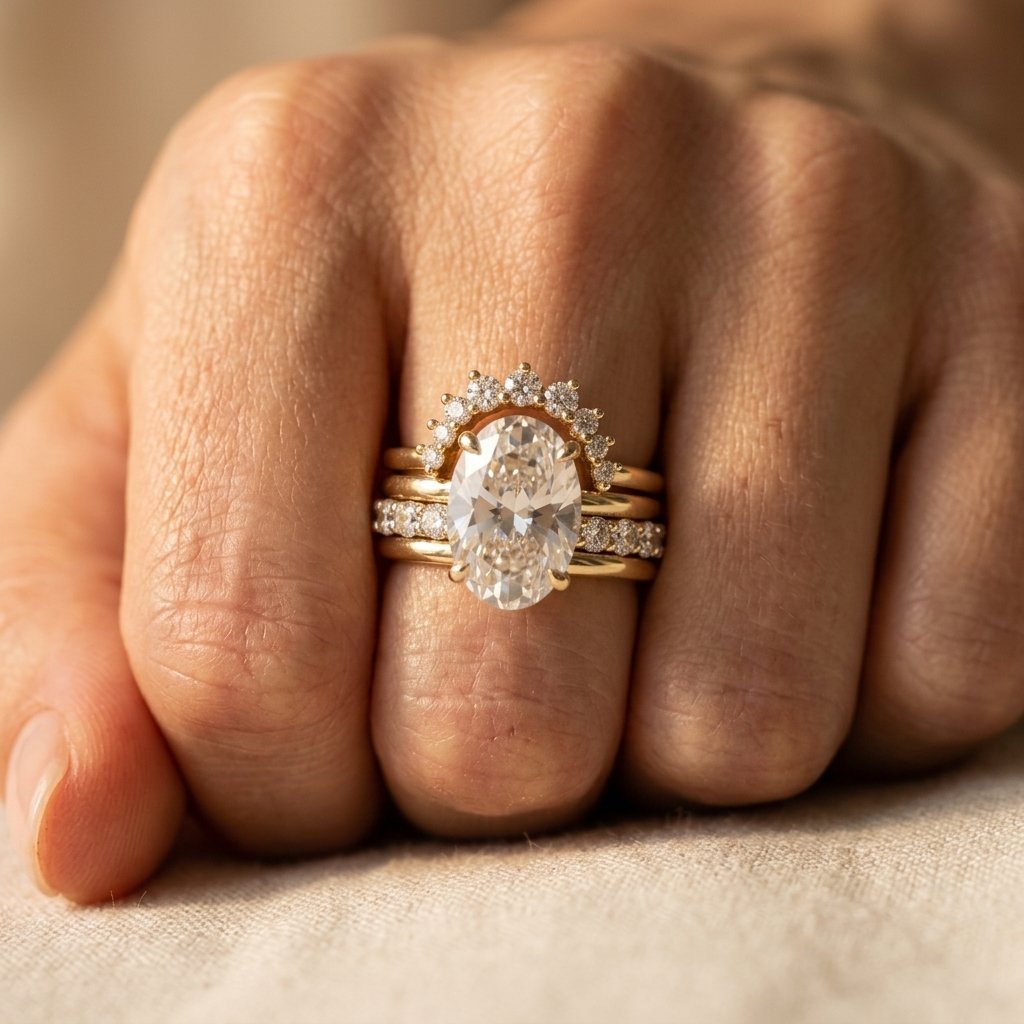Elegante gestapelde zirkonia diamantring in Europese stijl