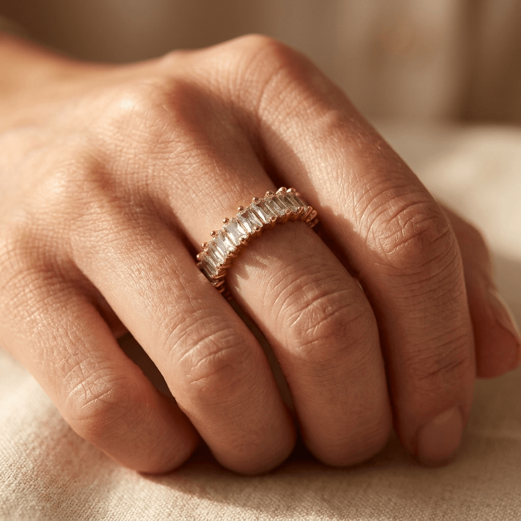 Meerkleurige zirkonia ring met brede band