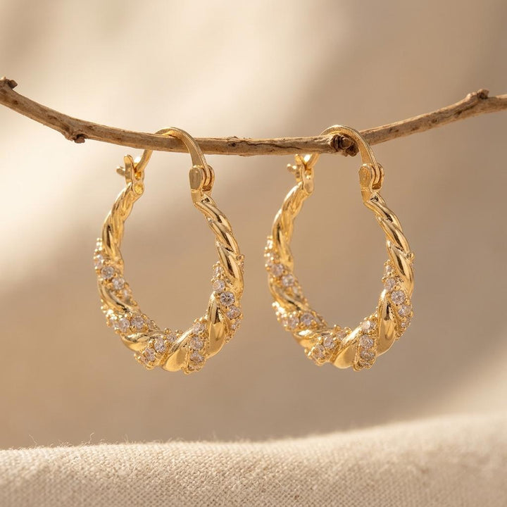 Geometric Oval Zirconia Earrings