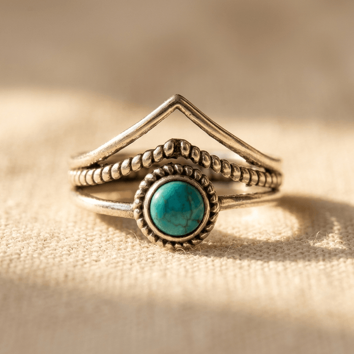 Retro Turquoise Marquise Bohemian Ring