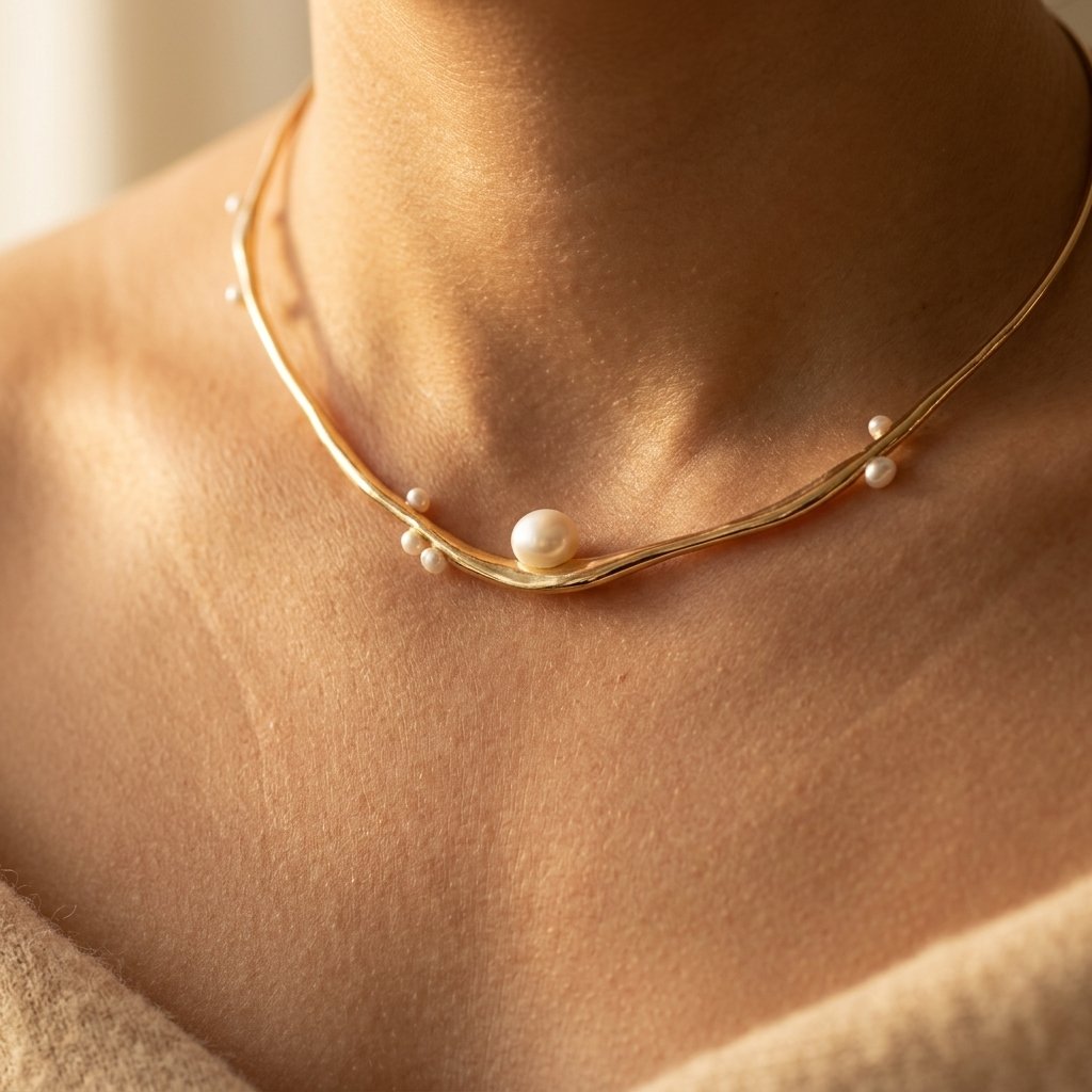 Minimalistische goudkleurige ketting met parelhanger