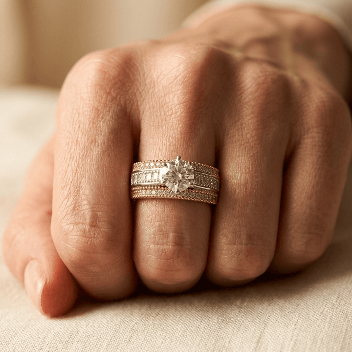 Two Tone Cubic Zirconia Statement Ring
