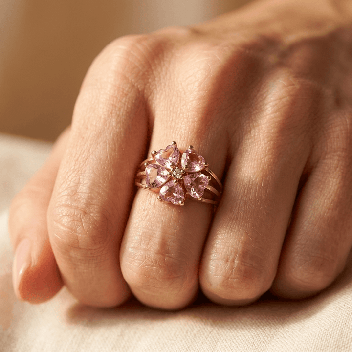Elegant Gold Cubic Zirconia Floral Cluster Ring