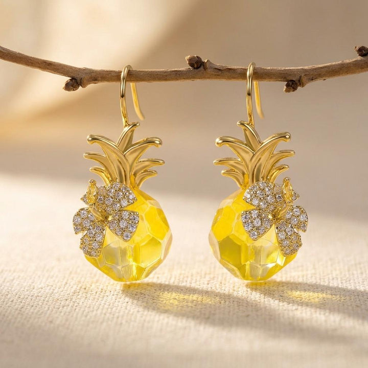 Pineapple Golden Resin Earrings