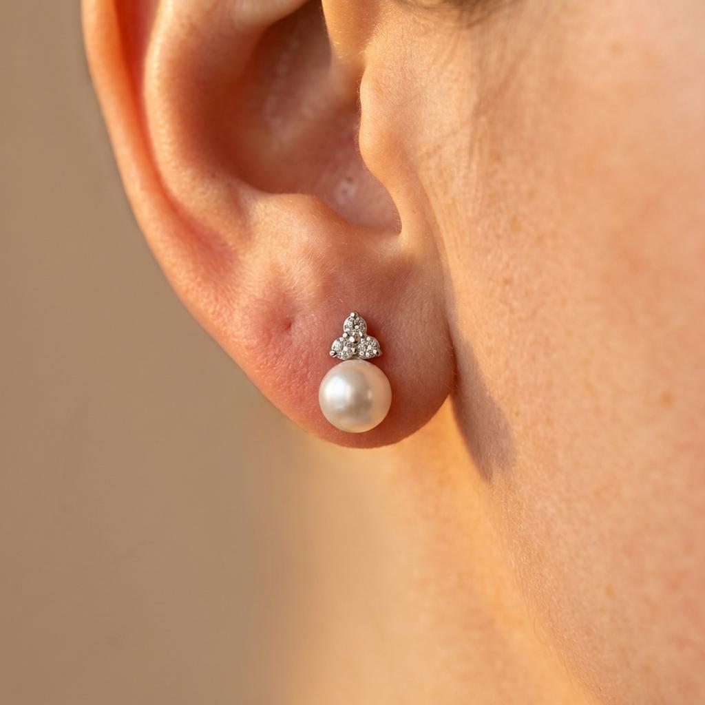 Parel ronde sieradenset met ketting en oorbellen